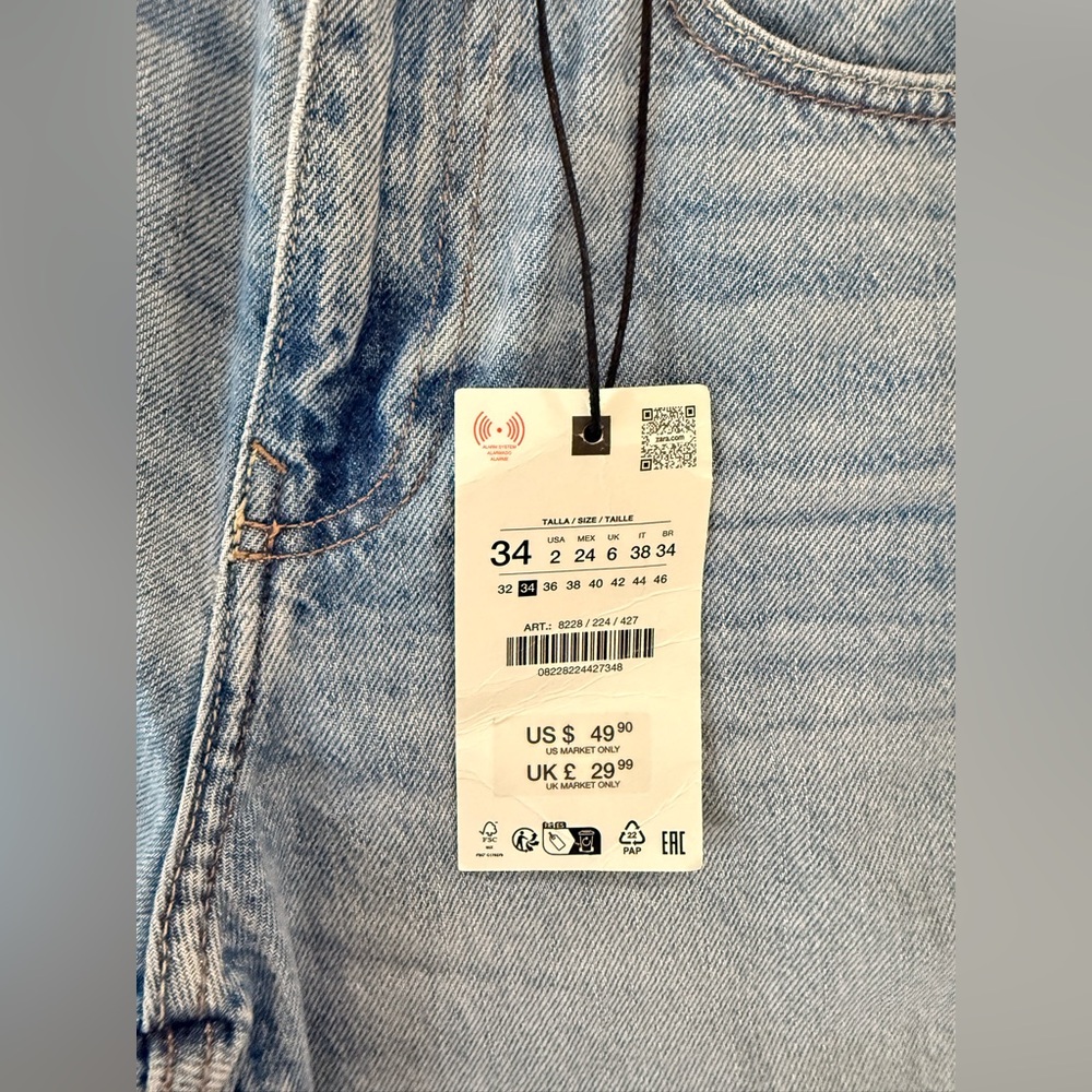 ZARA High-Waist Regular Fit Blue – Size 2 (EU 34) - Picture 8 of 13